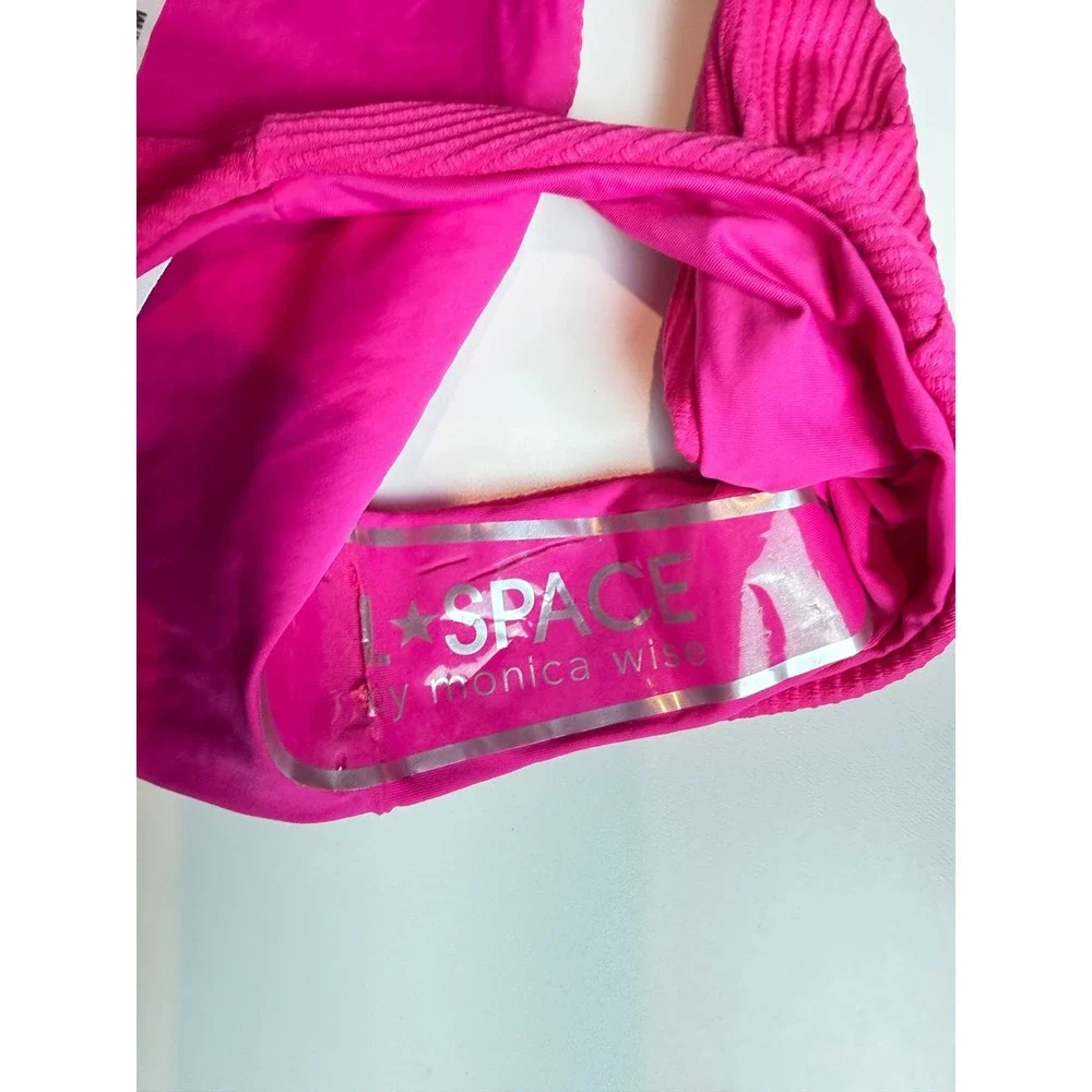 L*Space Eco Chic Fisher Top Sol Bottom‎ Ribbed Bikini Set Pink XS/M OQFIT21 Bou